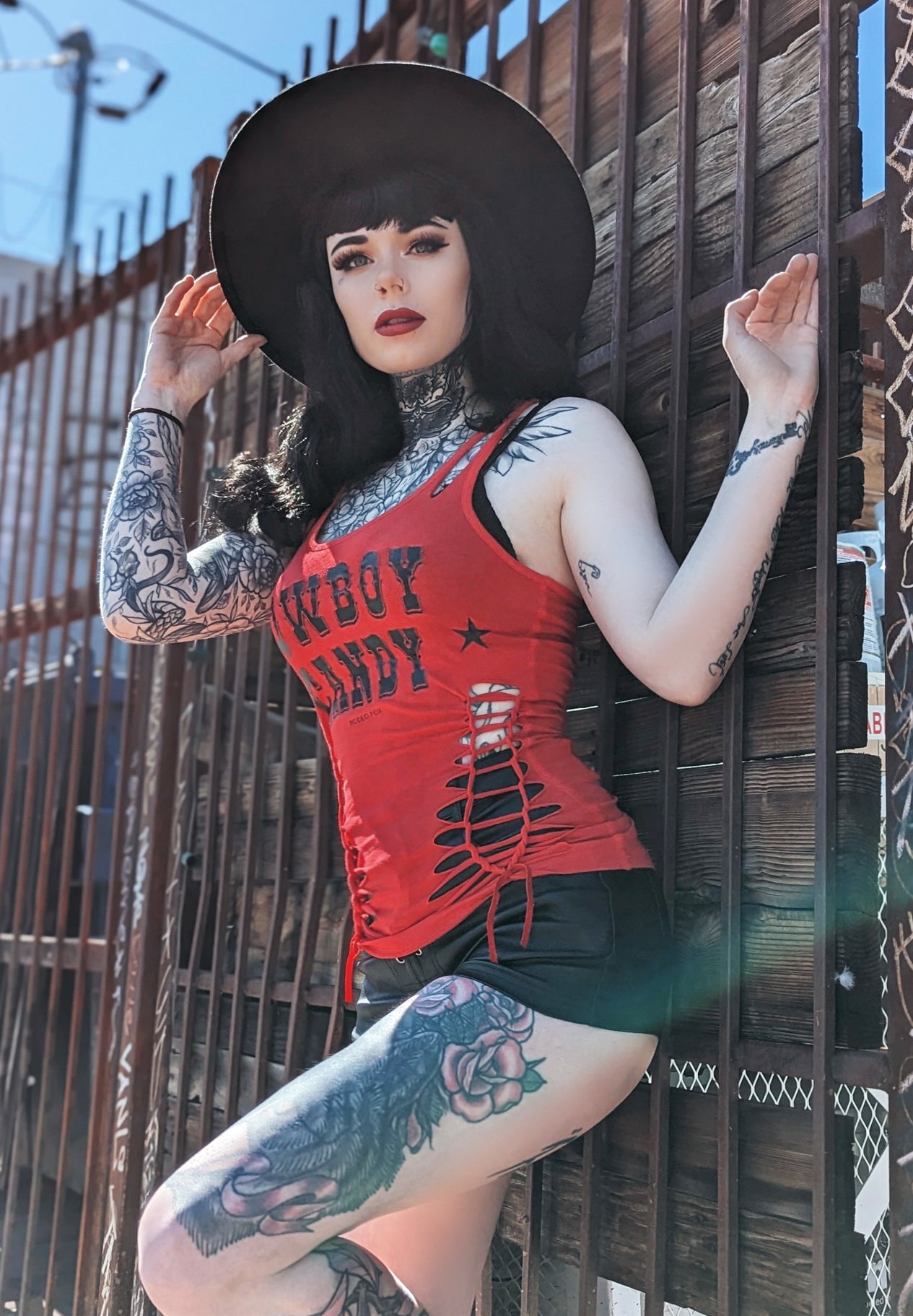 Cowboy Candy Racerback Slashed Tank Top- Red